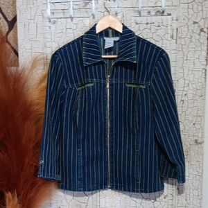 Blue Striped Denim Jacket
